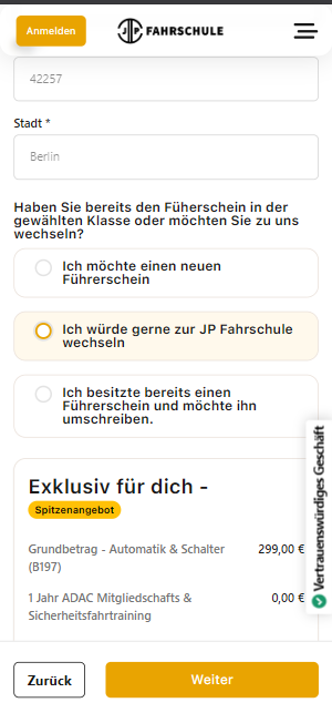 Fahrschule Wechseln zur JP Fahrschule