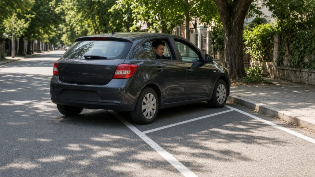 Richtig einparken: längs, quer und rückwärts 2 Auto setzt zum Einparken an einer Bordsteinkante an