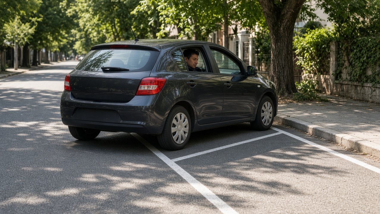 Richtig einparken: längs, quer und rückwärts 3 Auto setzt zum Einparken an einer Bordsteinkante an